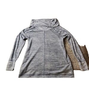 Eddie Bauer Womens XL Pull Over Cowl Neck Active Wear Top Gray